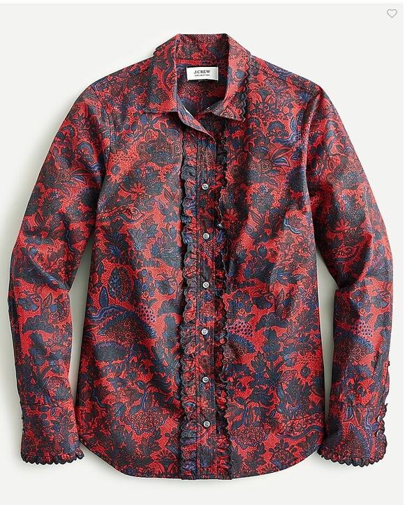 J. Crew Tops - J.CREW NWT Scallop-ruffle perfect slim shirt in Ratti® poinsettia paisley // 2